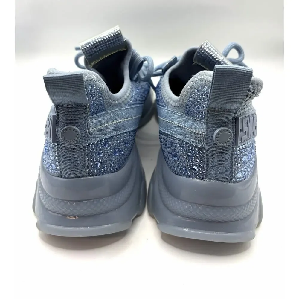 Steve Madden Maxima Blue Rhinestone Knit Sneakers Women’s 8.5 Chunky Trainer - Picture 8 of 11